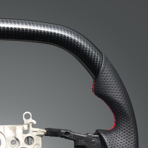 ブラックカーボン調×ダークグレーレザー×レッドユーロステッチ LS273