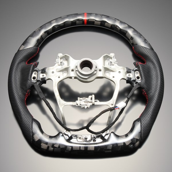 クリアフォージッドカーボン×本革×レッドユーロステッチ LS228