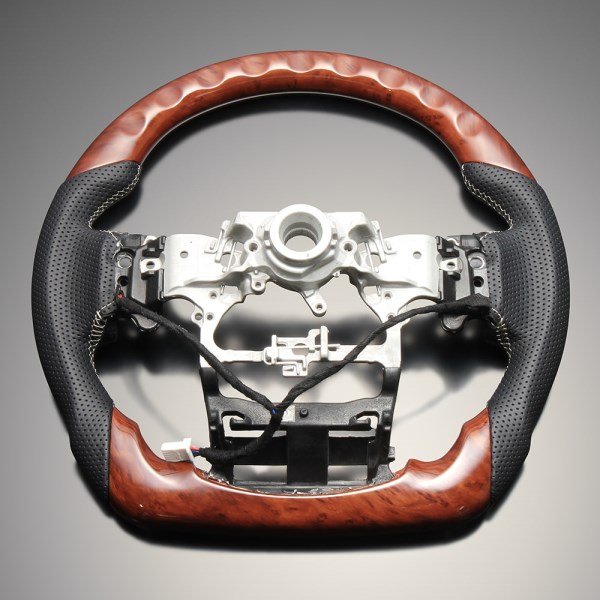 ミディアムブラウン(茶木目)×ダークグレーレザー×シルバーユーロステッチ LS236