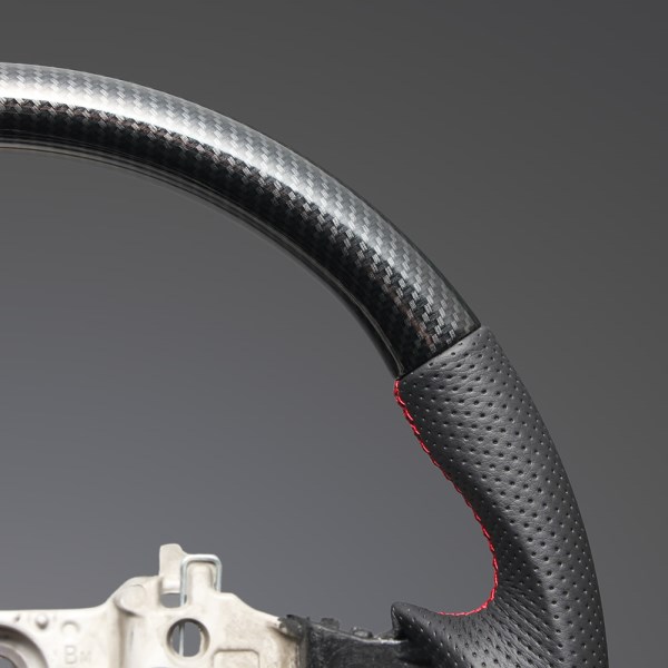ブラックカーボン調×ダークグレーレザー×レッドユーロステッチ LS284