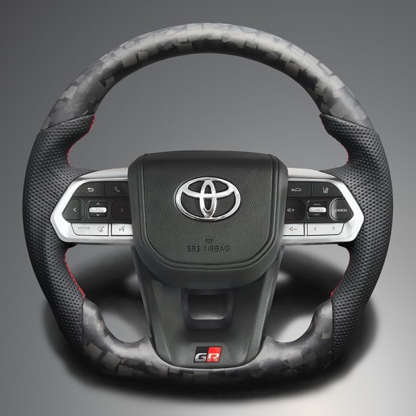 マットフォージッドカーボン×本革(ダークグレー)×レッドユーロステッチ(ガングリップ)